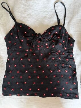 Abercrombie & Fitch Black Floral Tie-Front Cami